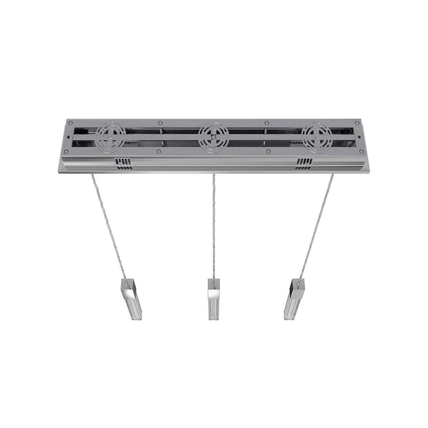 Boa 3-Light LED Polished Chrome Studded Glass Linear Chandelier