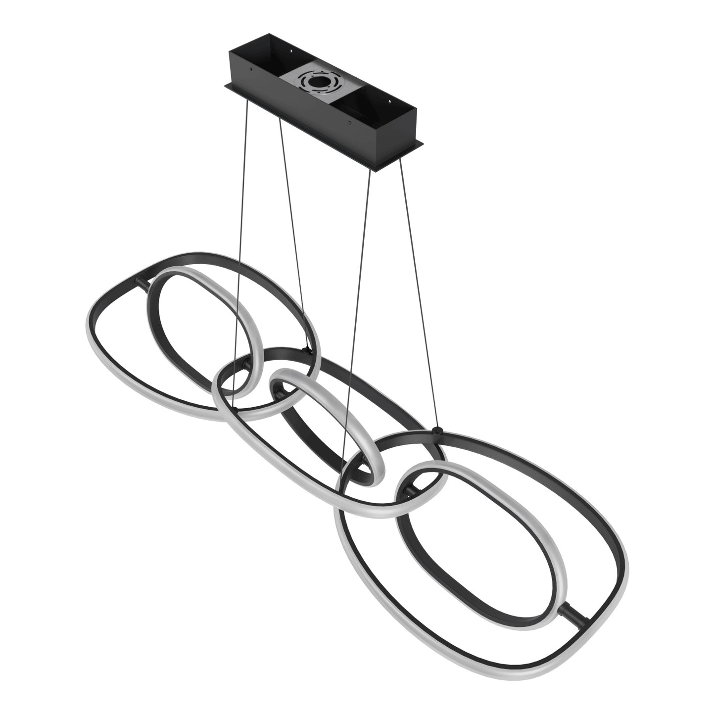 Circa Modern Black Looping 6 Ring Linear LED Pendant Light