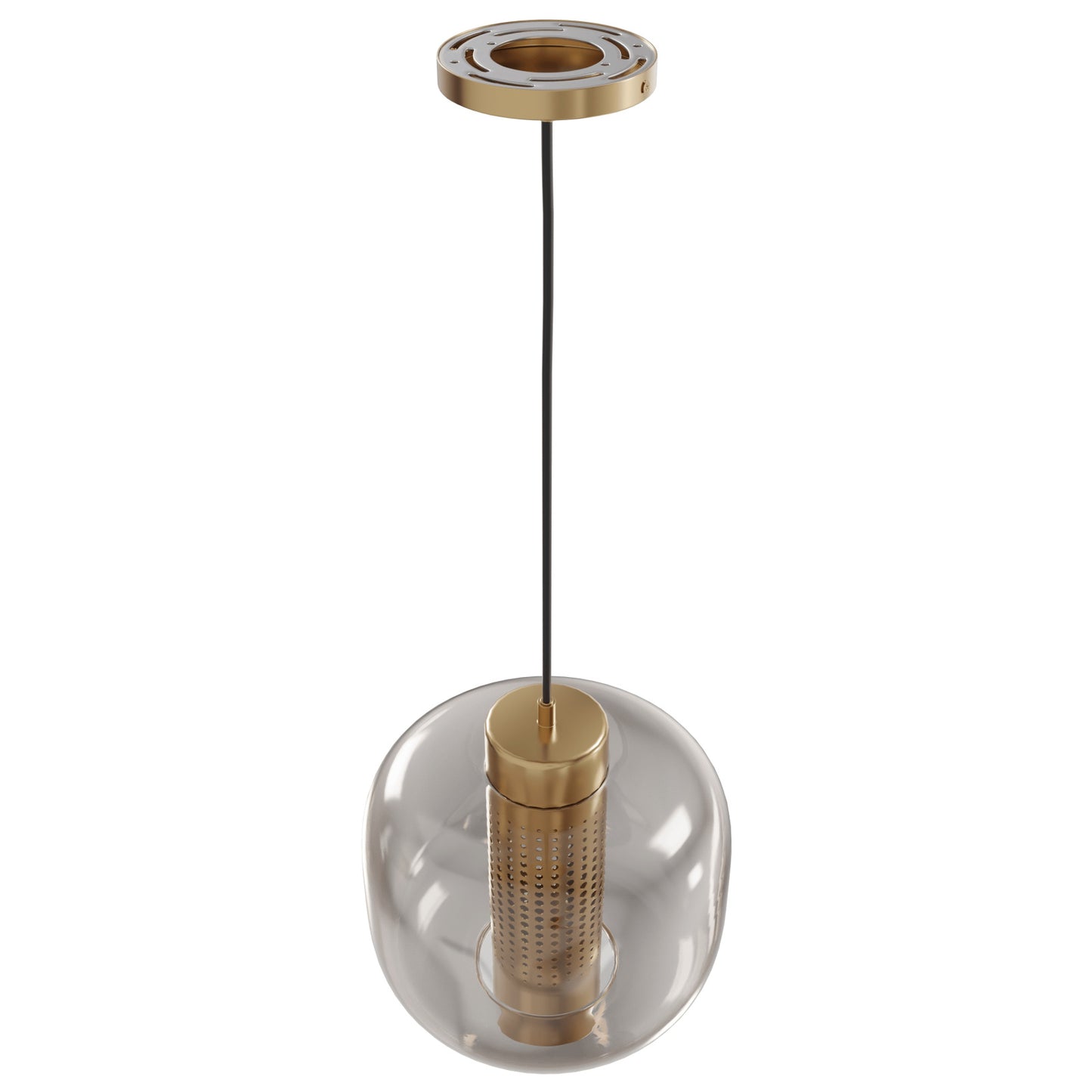 Cosmopolitan 11" 1-Light Aged Brass Glass Pendant Light