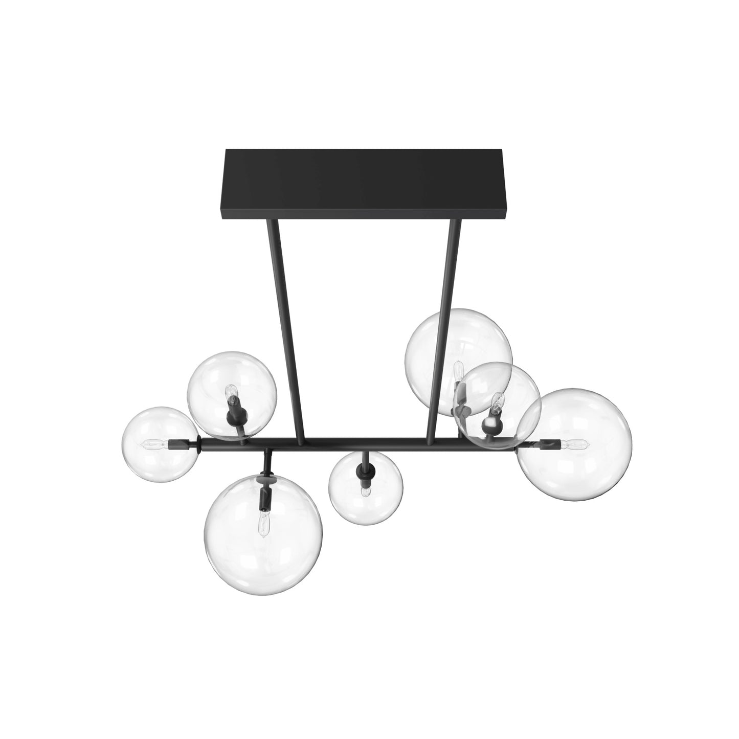 Delilah 7-Light Matte Black Clear Globe Linear Chandelier