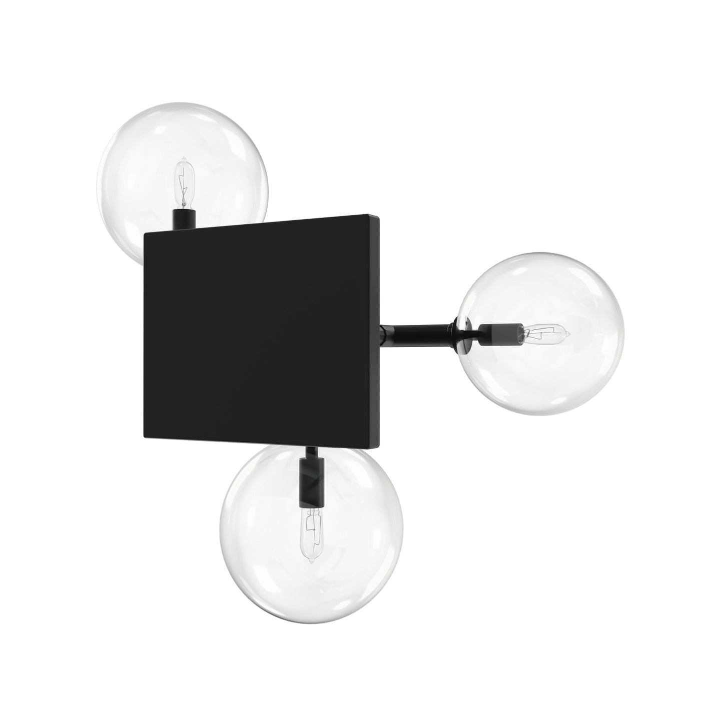 Delilah 3-Light Matte Black Clear Globe Wall Sconce