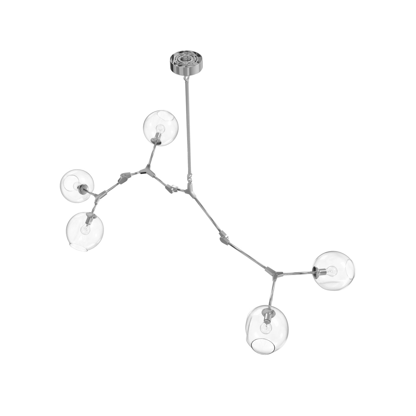 Fairfax Ave 5-Light Matte Chrome Hand-Blown Glass Chandelier
