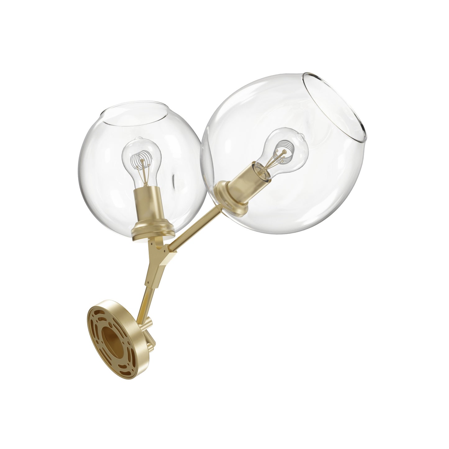 Fairfax Ave 2-Light Brushed Brass Hand-Blown Glass Wall Sconce