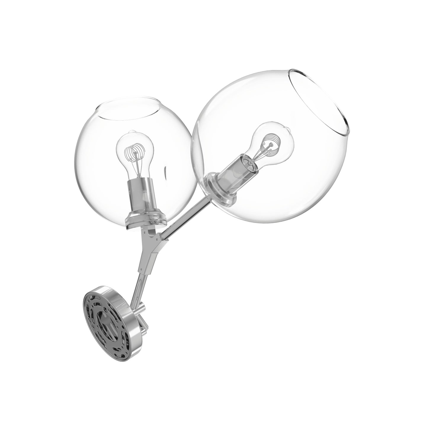 Fairfax Ave 2-Light Matte Chrome Hand-Blown Glass Wall Sconce