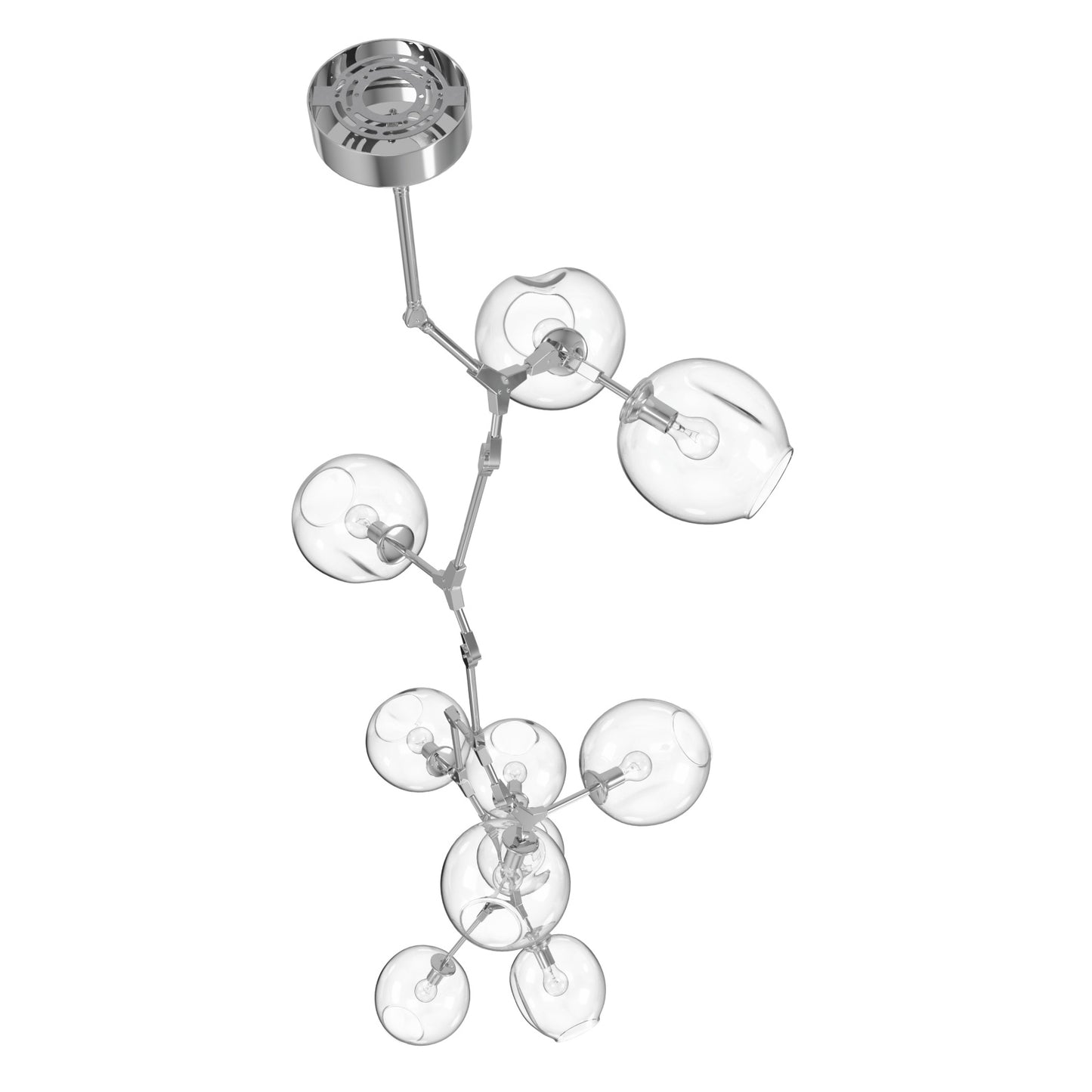 Fairfax Ave 10-Light Matte Chrome Hand-Blown Glass Chandelier