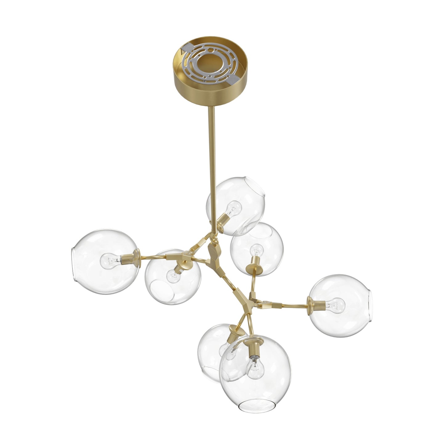 Fairfax Ave 7-Light Brushed Brass Hand-Blown Glass Chandelier