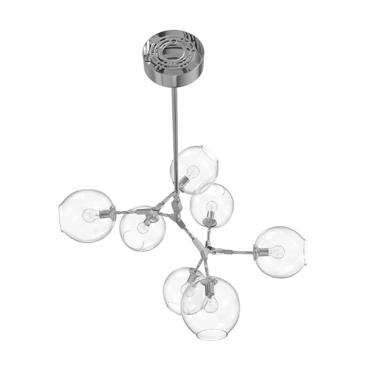 Fairfax Ave 7-Light Matte Chrome Hand-Blown Glass Chandelier