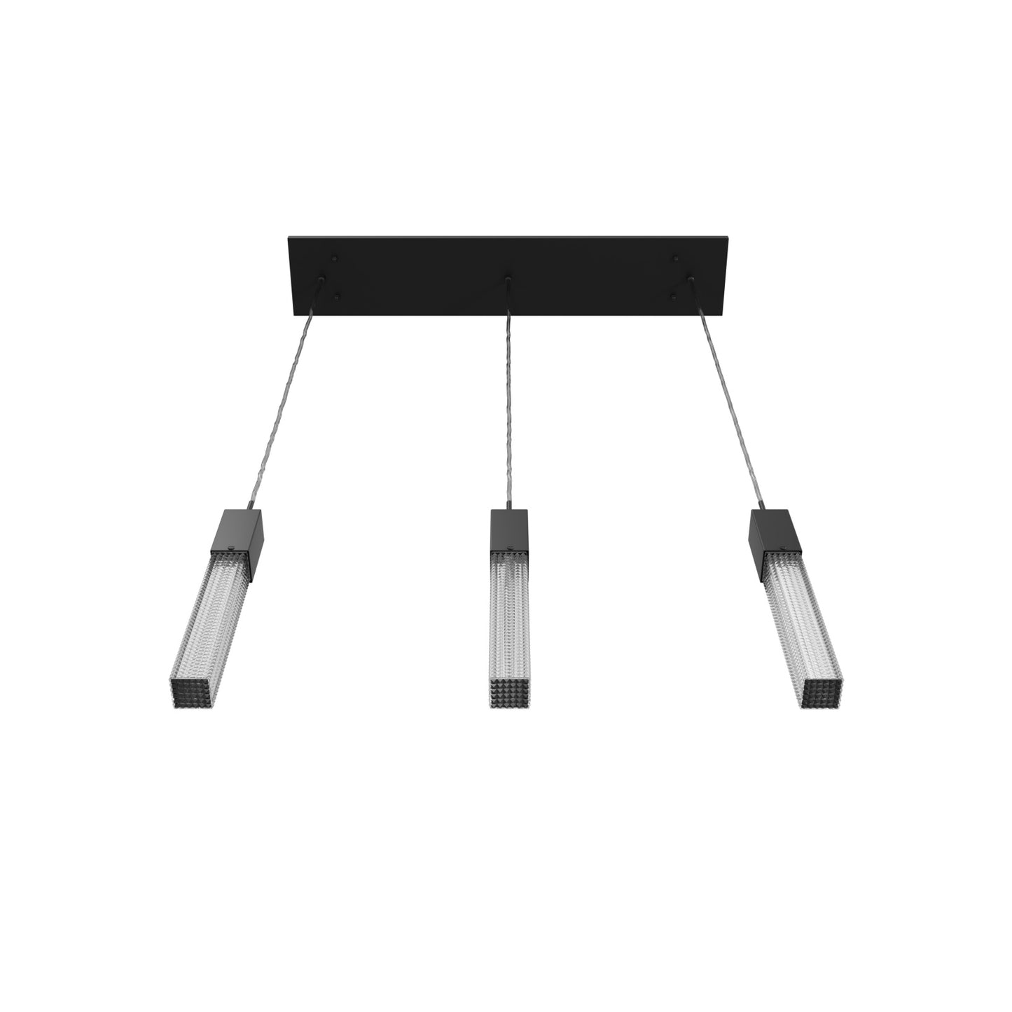 Boa 3-Light LED Matte Black Studded Glass Linear Chandelier