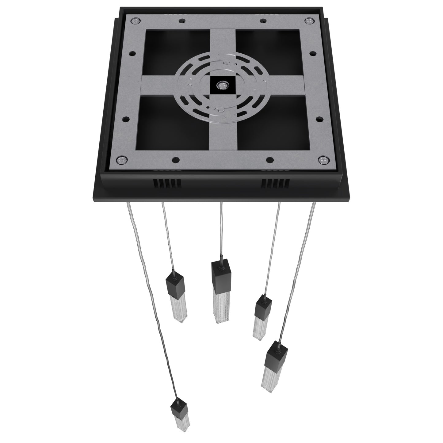 Boa 5-Light LED Matte Black Studded Glass Pendant Light