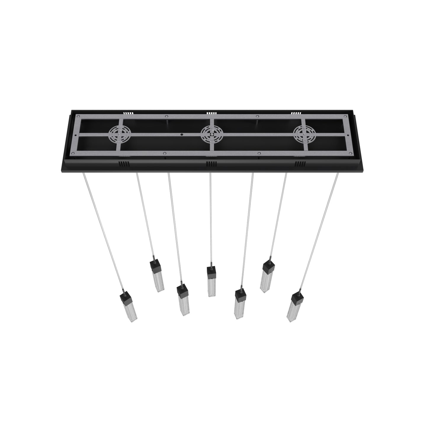 Boa 7-Light LED Matte Black Studded Glass Linear Chandelier