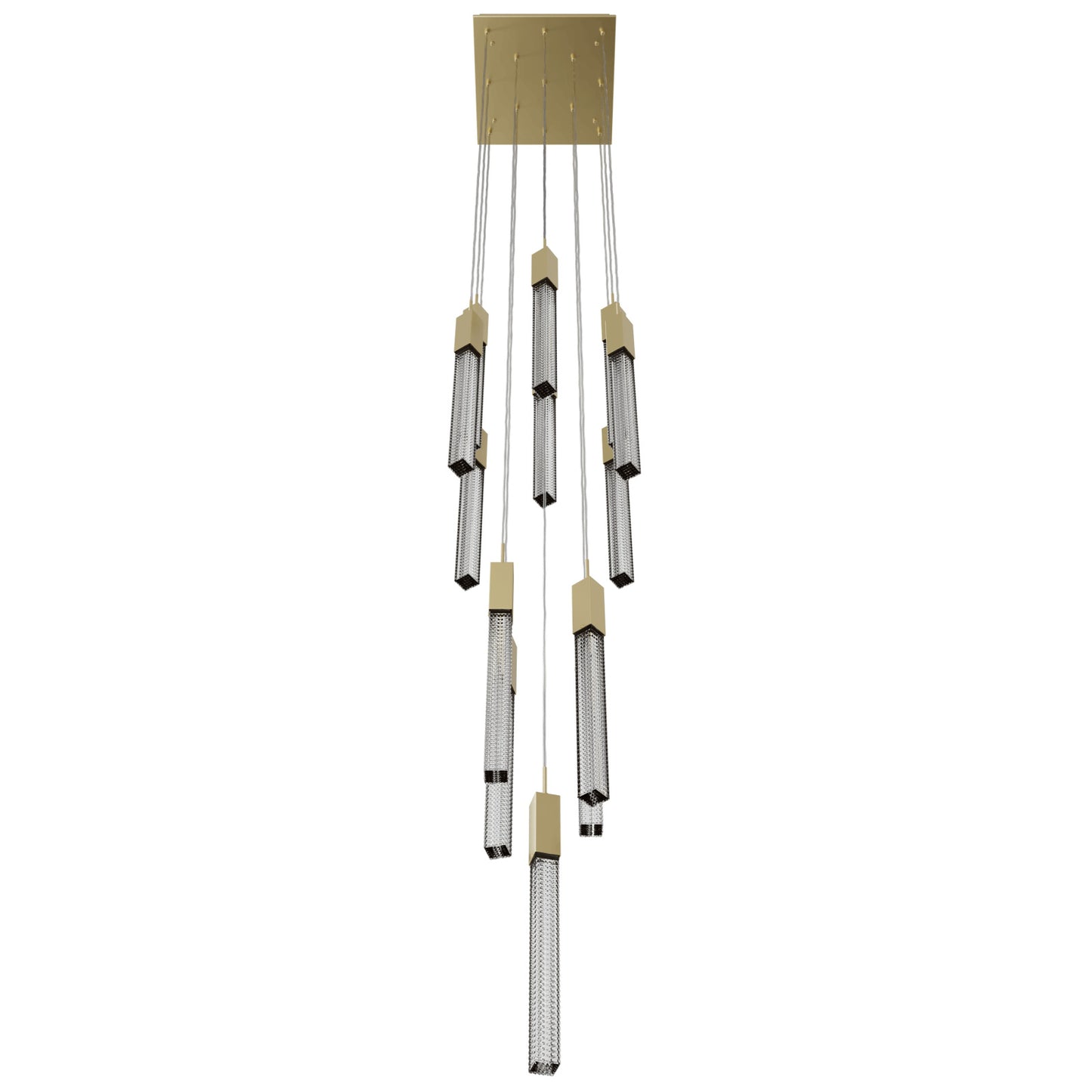 Boa 13-Light LED Brushed Brass Studded Glass Pendant Light