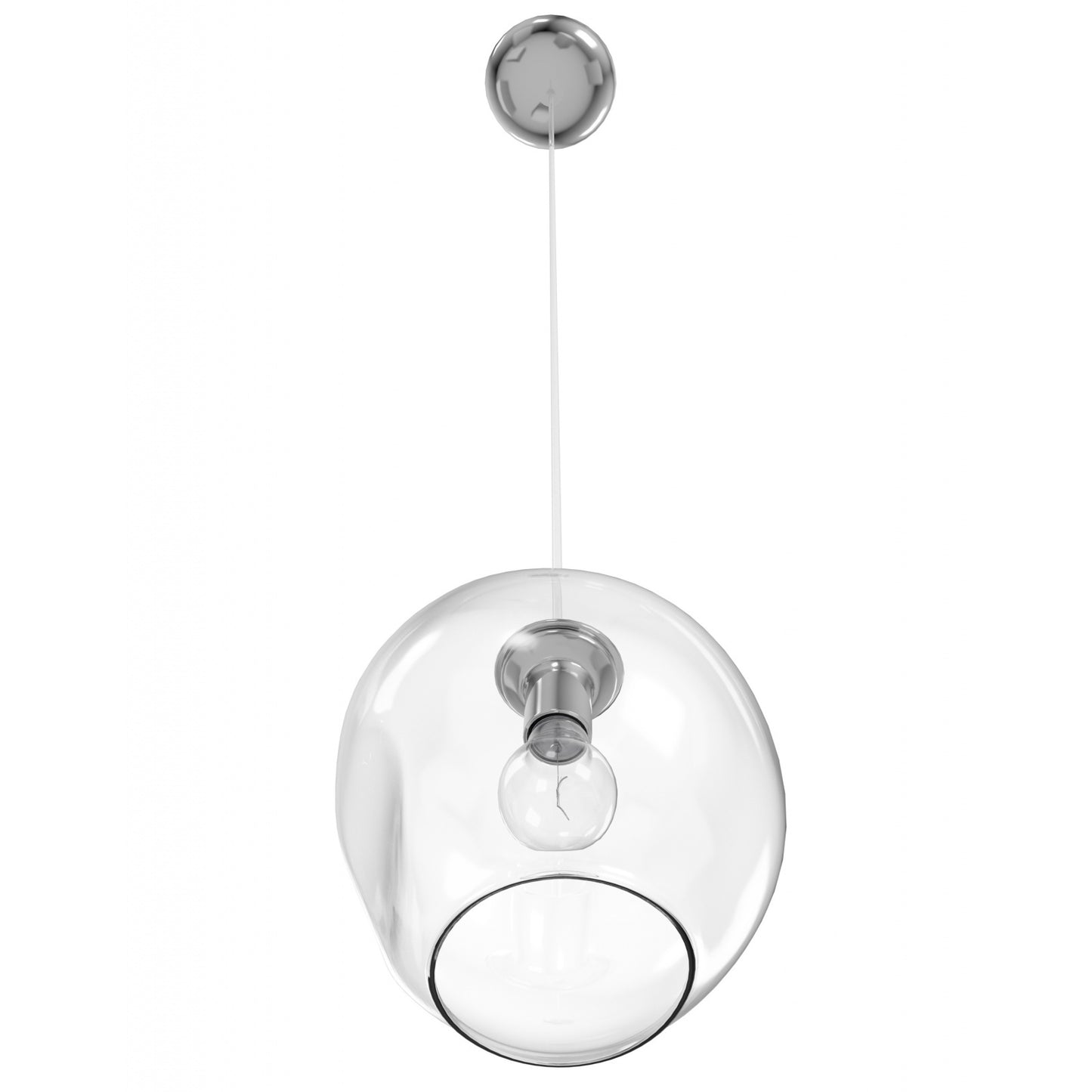 Fairfax Ave 1-Light Matte Chrome Hand-Blown Glass Pendant