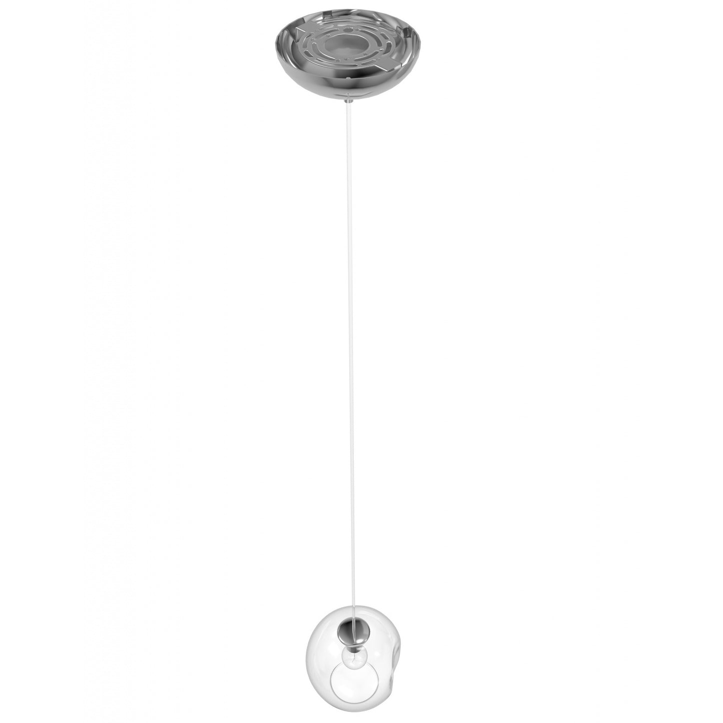 Fairfax Ave 1-Light Matte Chrome Hand-Blown Glass Pendant