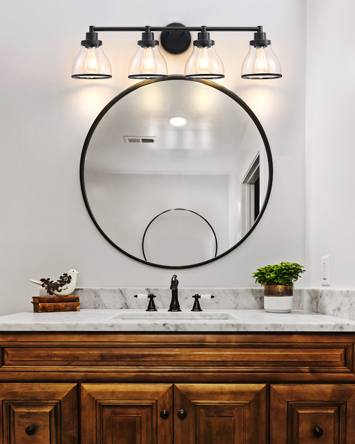 Hermosa Black 4-Light Bathroom Vanity Light