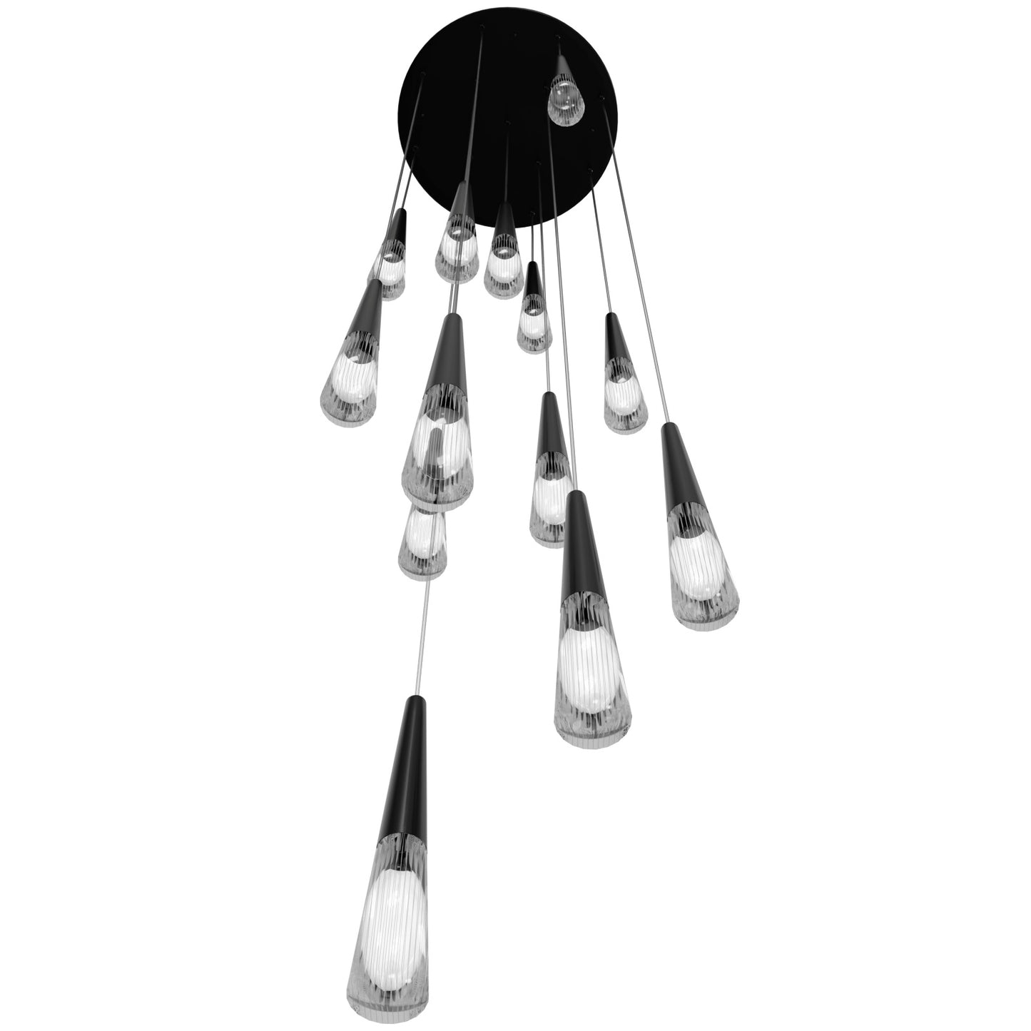 Encino 13-Light Crystal and Gun Metal Pendant Light