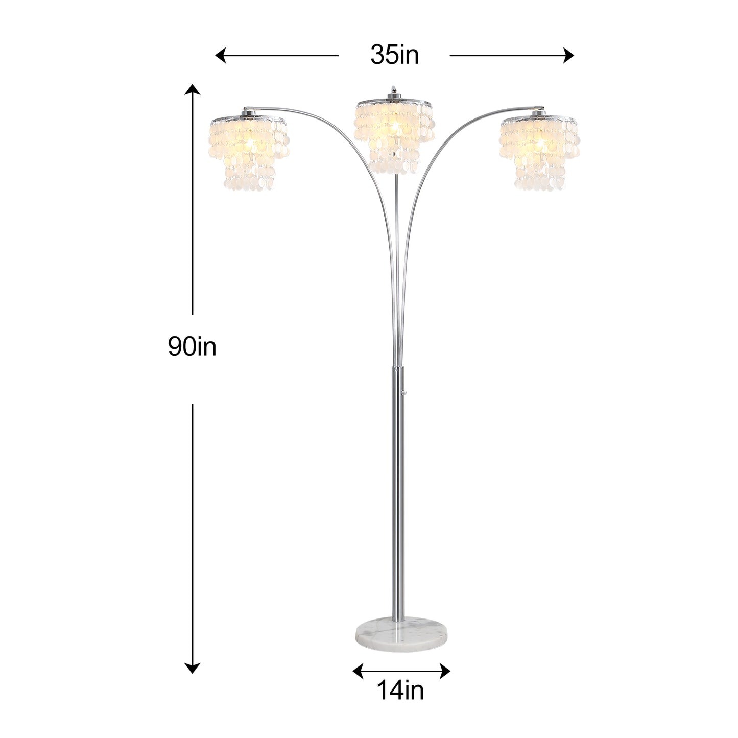 Brio 90" 3-Light Modern Arc Floor Lamp