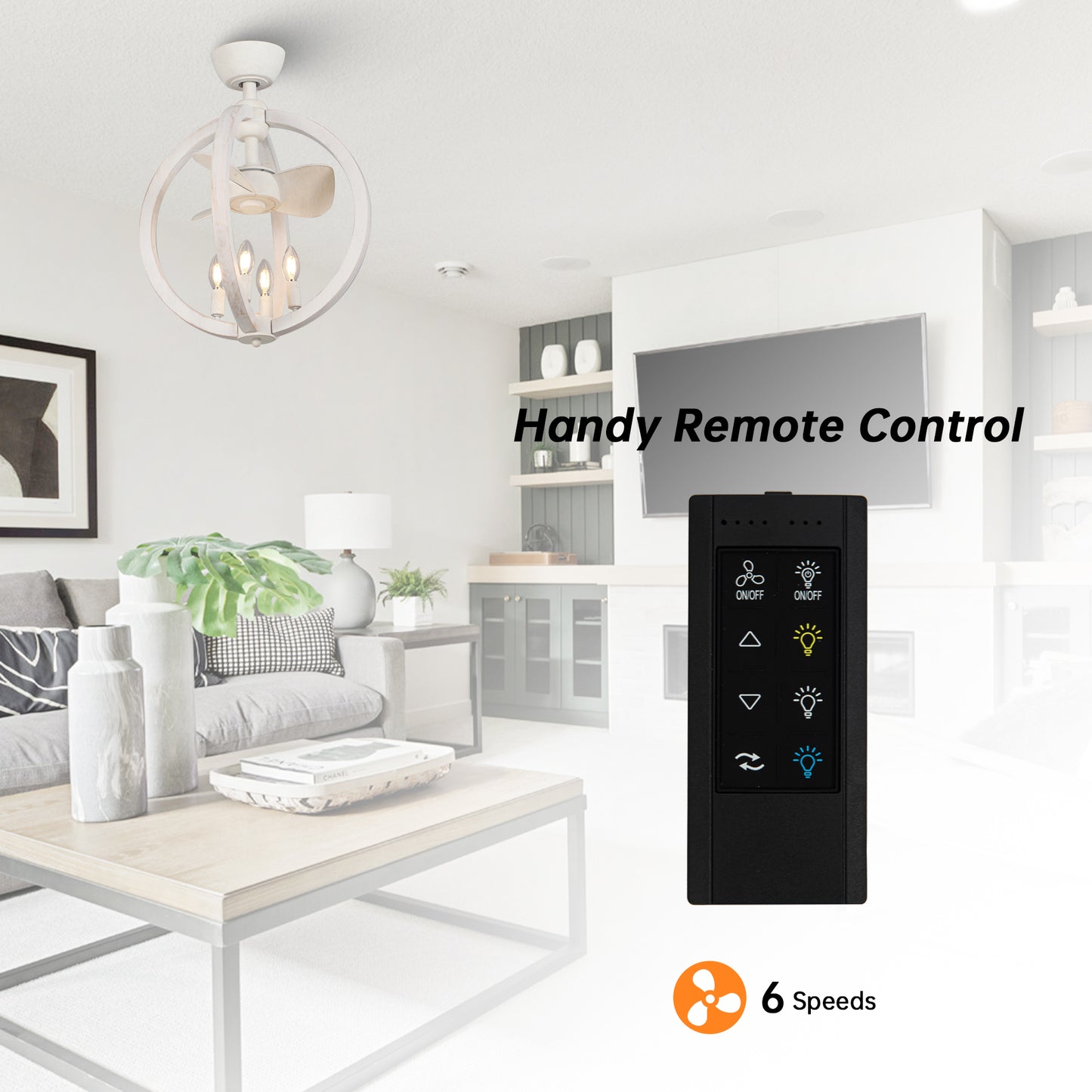 BreezeLite Modern 18.4" Antique White Indoor Ceiling Fan