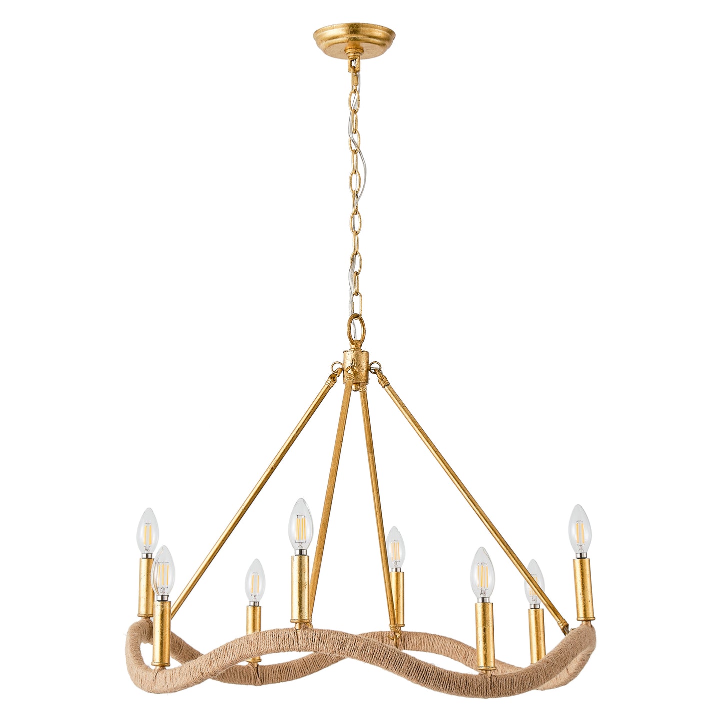 8-Light Golden Modern Candle Chandelier