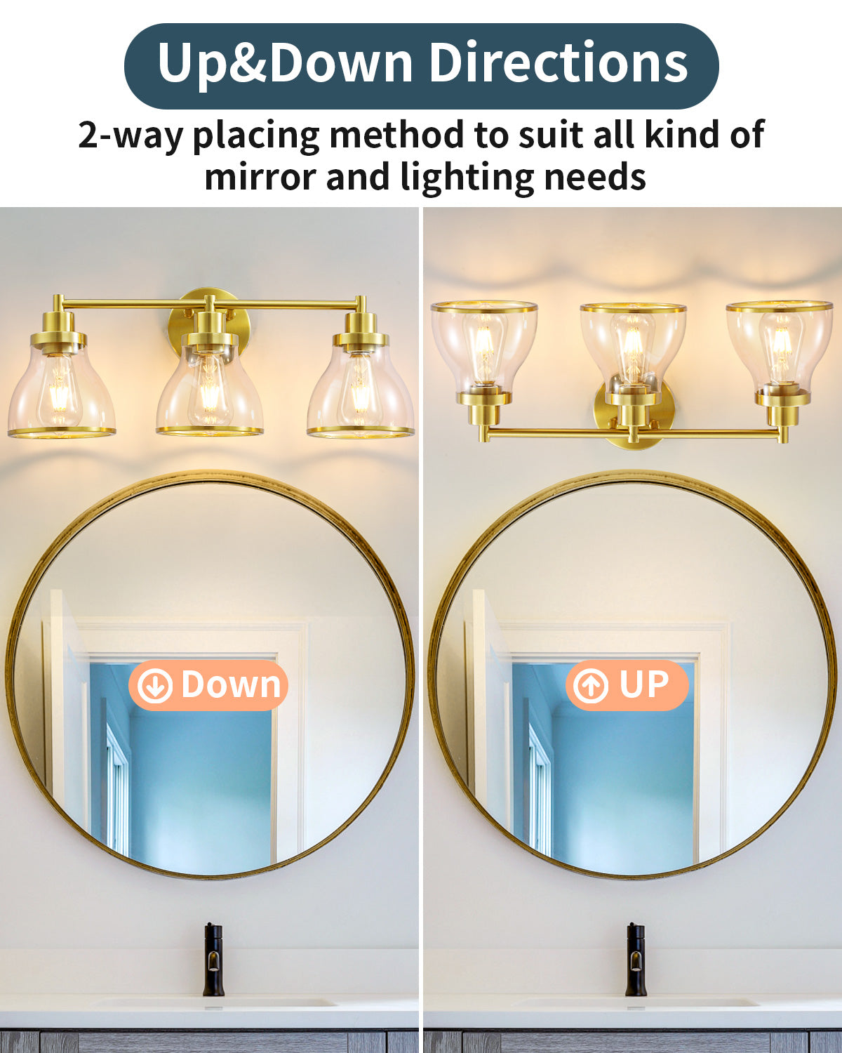 Hermosa Gold 3-Light Bathroom Vanity Light