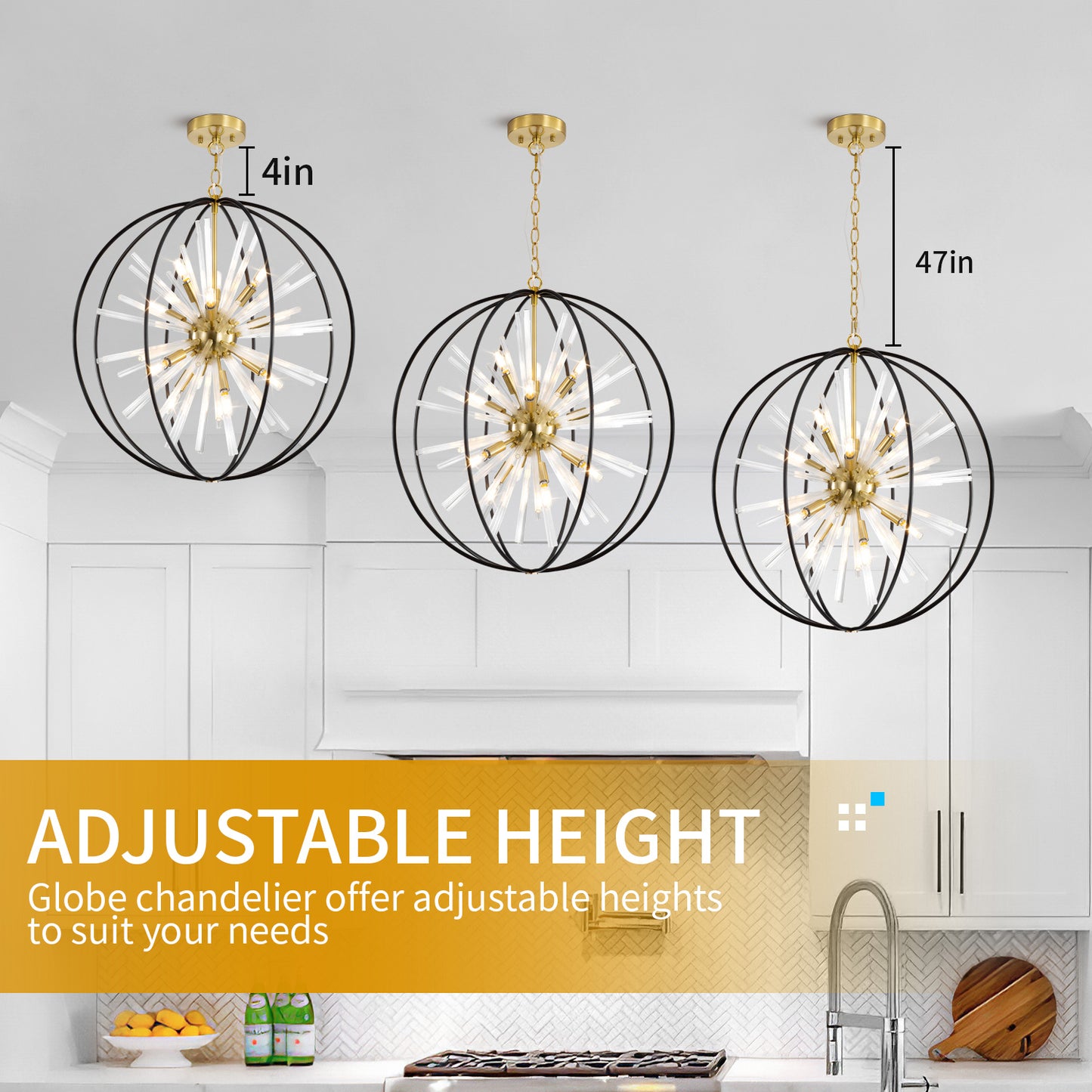 Brio 27" 10-light Modern Black and Gold Orb Chandelier