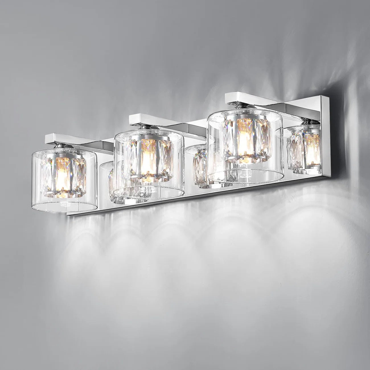 Kolt Chrome Traditional 3-Light Bathroom Vanity Light