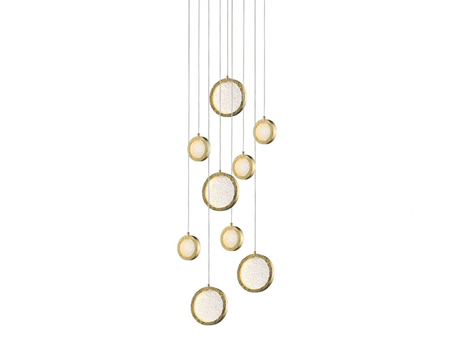Bottega 9-Light Polished Brass Round Ring Pendant Light