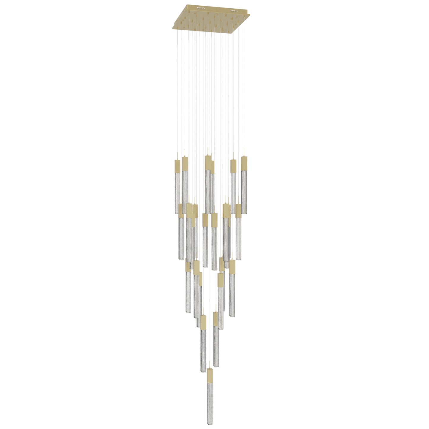 Boa 25-Light LED Brushed Brass Studded Glass Pendant Light