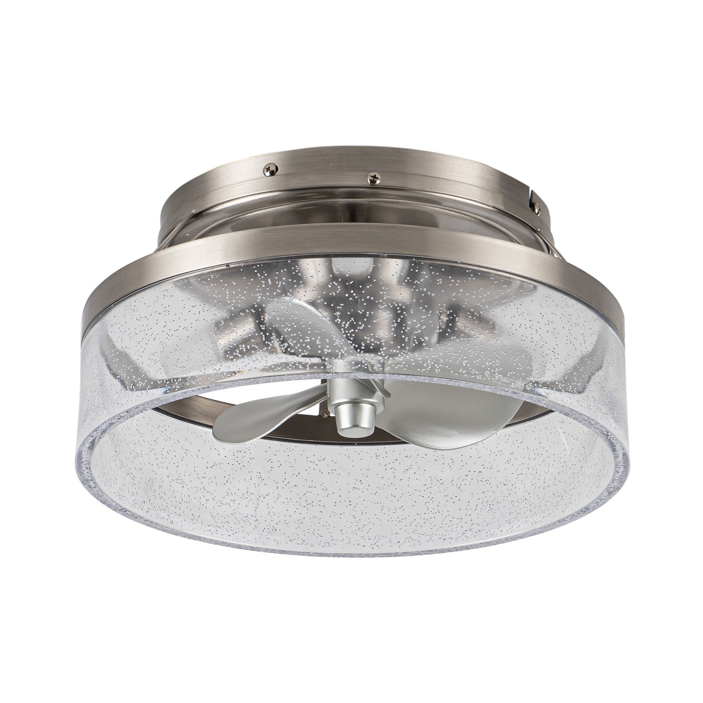 13" 3-Light Satin Nickel Flush Mount Ceiling Fan with Light