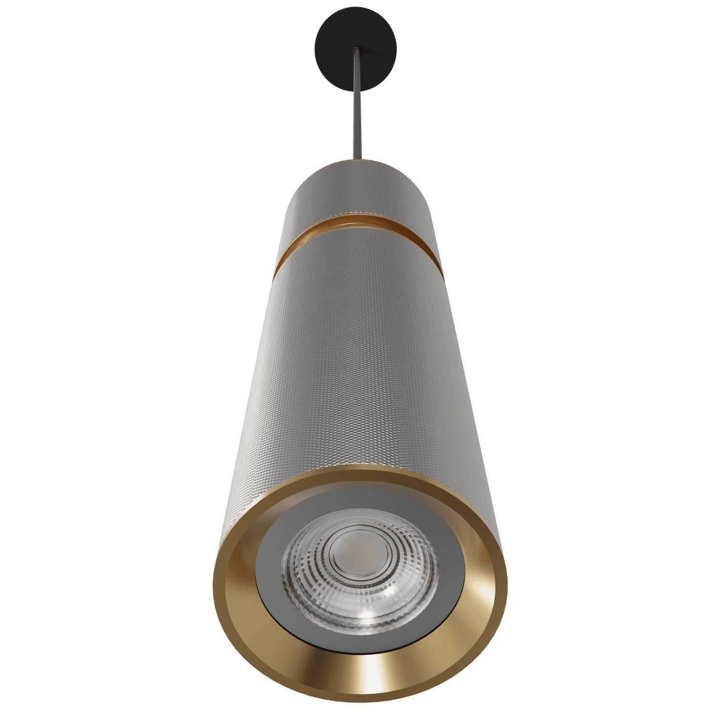 Cicada 1-Light Knurled Light Grey With Brass Pendant Light