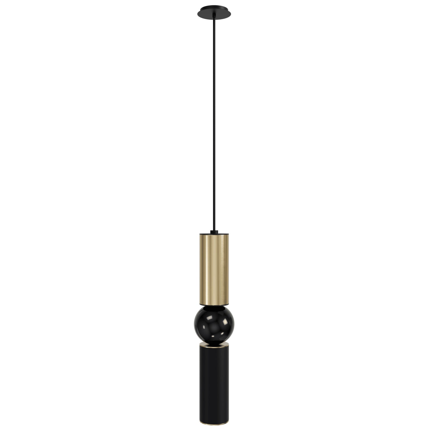 Cicada 1-Light Brushed Brass and Black Pendant Light