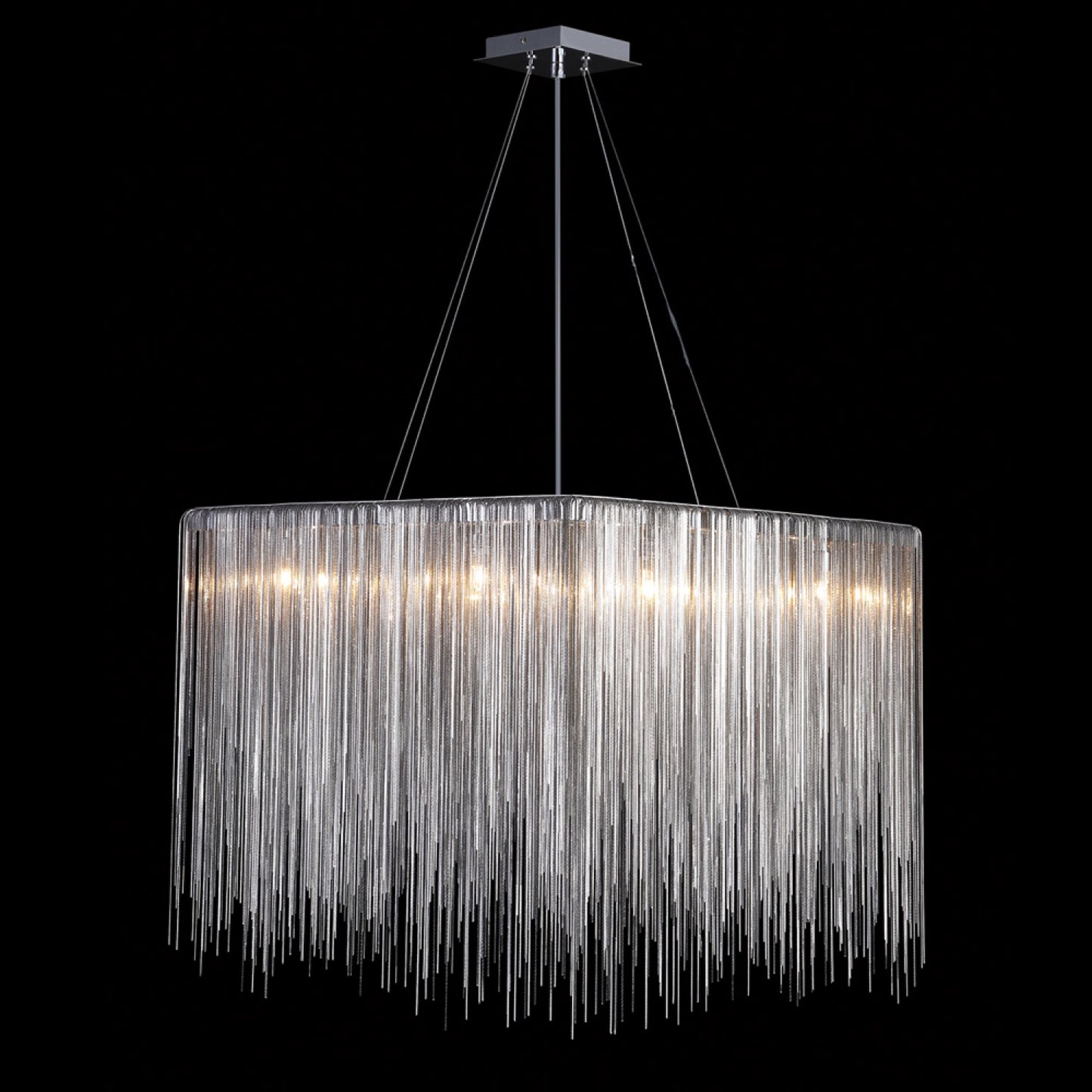 Fountain Ave Chrome Statement Chain Square Chandelier