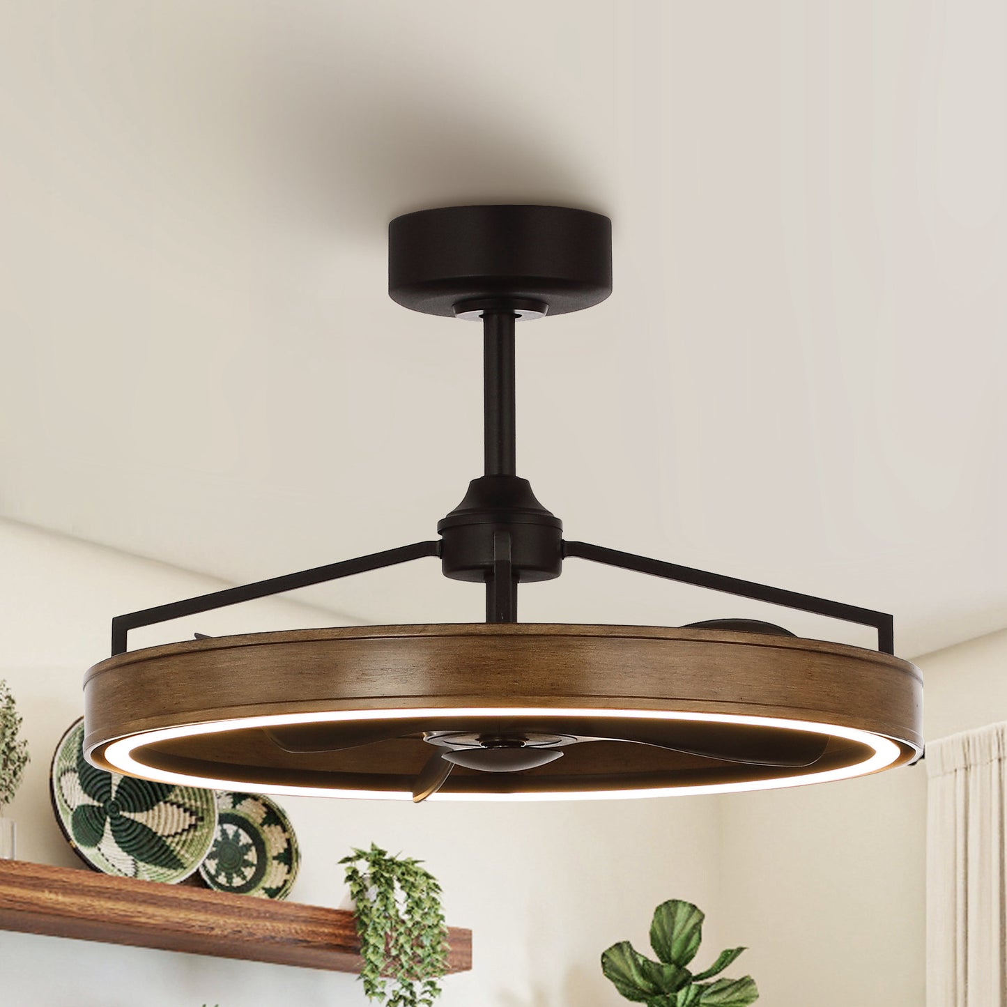 27" Farmhouse Fandelier Ceiling Fan with LED Light