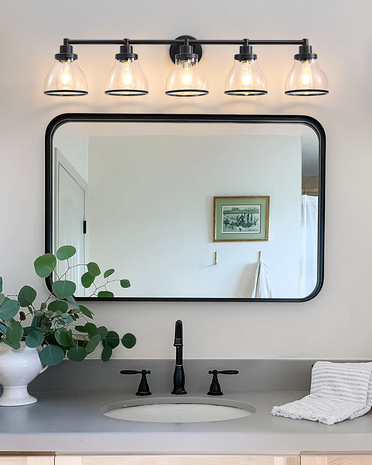 Hermosa Black 5-Light Bathroom Vanity Light