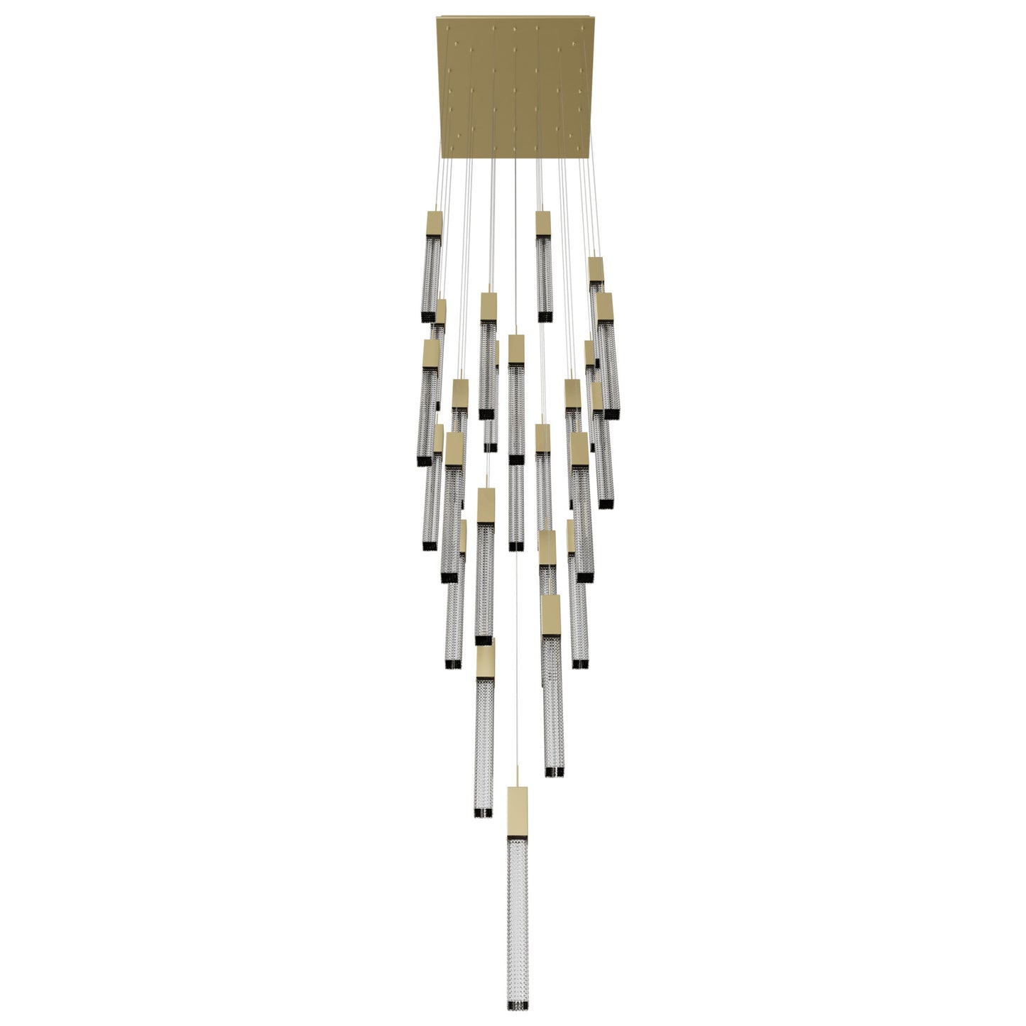 Boa 25-Light LED Brushed Brass Studded Glass Pendant Light