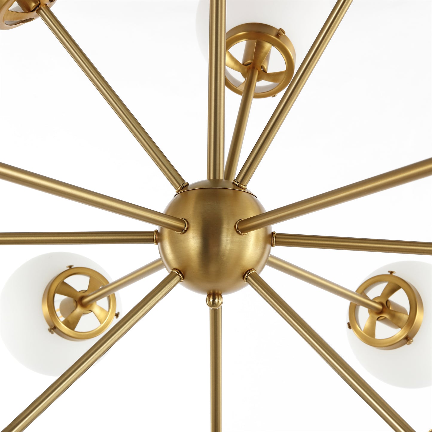 Modern Chandelier Sputnik Brass 12-Light Opal Glass 39"