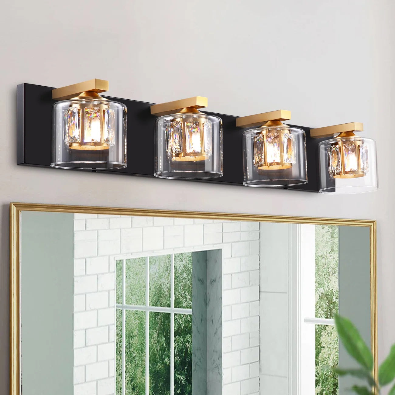 Kolt Black & Gold Traditional 4-Light Bathroom Vanity Light