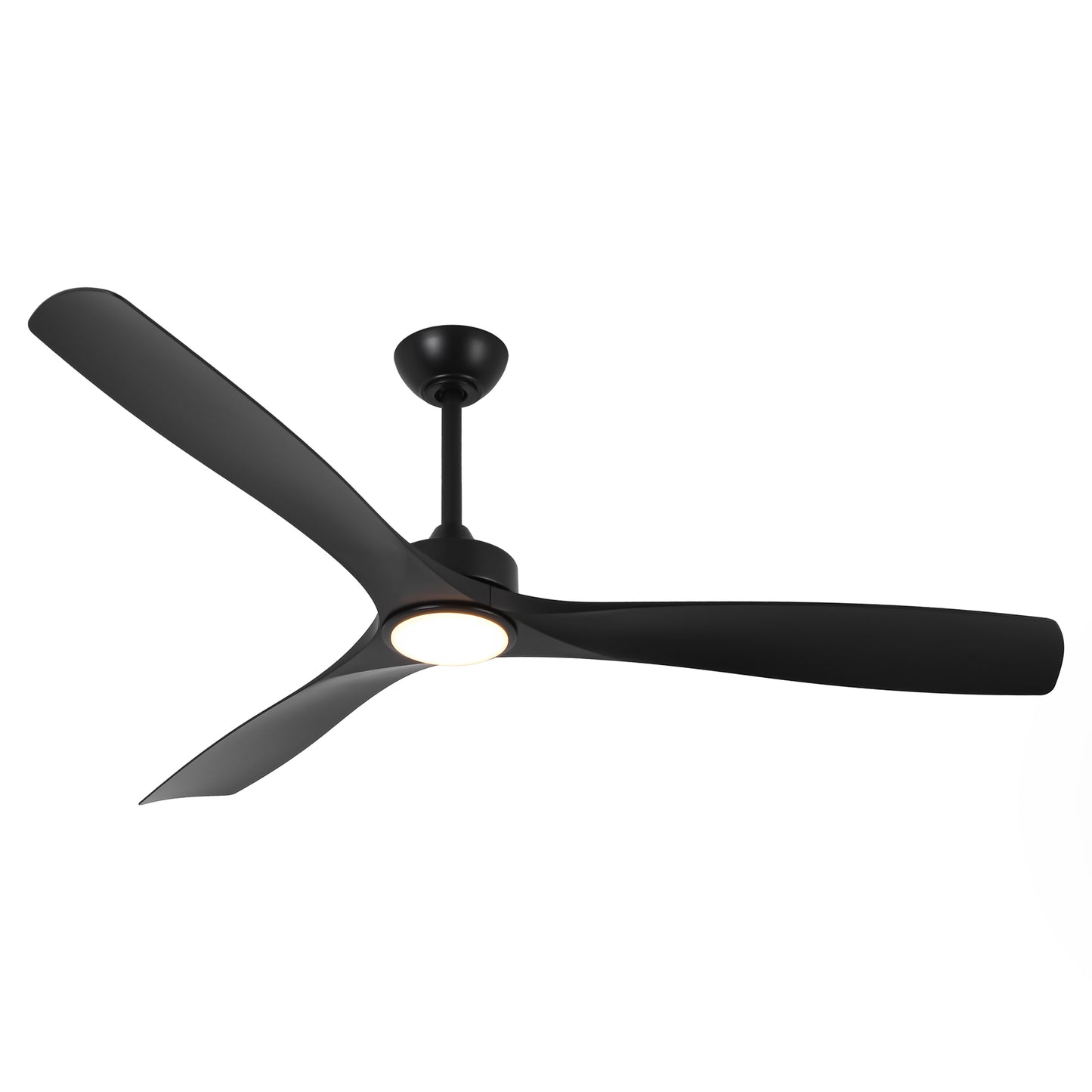 60" Modern Farmhouse Ceiling Fan with Light & Remote – Matte Black, 5-Blade, Quiet DC Motor