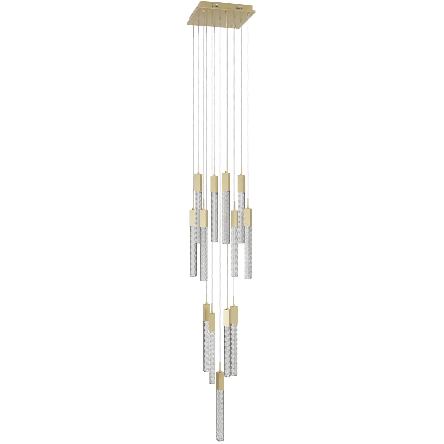 Boa 13-Light LED Brushed Brass Studded Glass Pendant Light