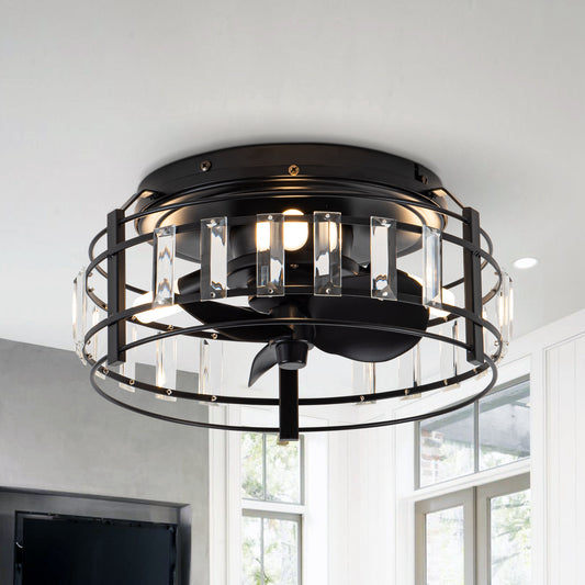 13" 3-Light 3-Blade Modern Crystal Ceiling Fan with Light