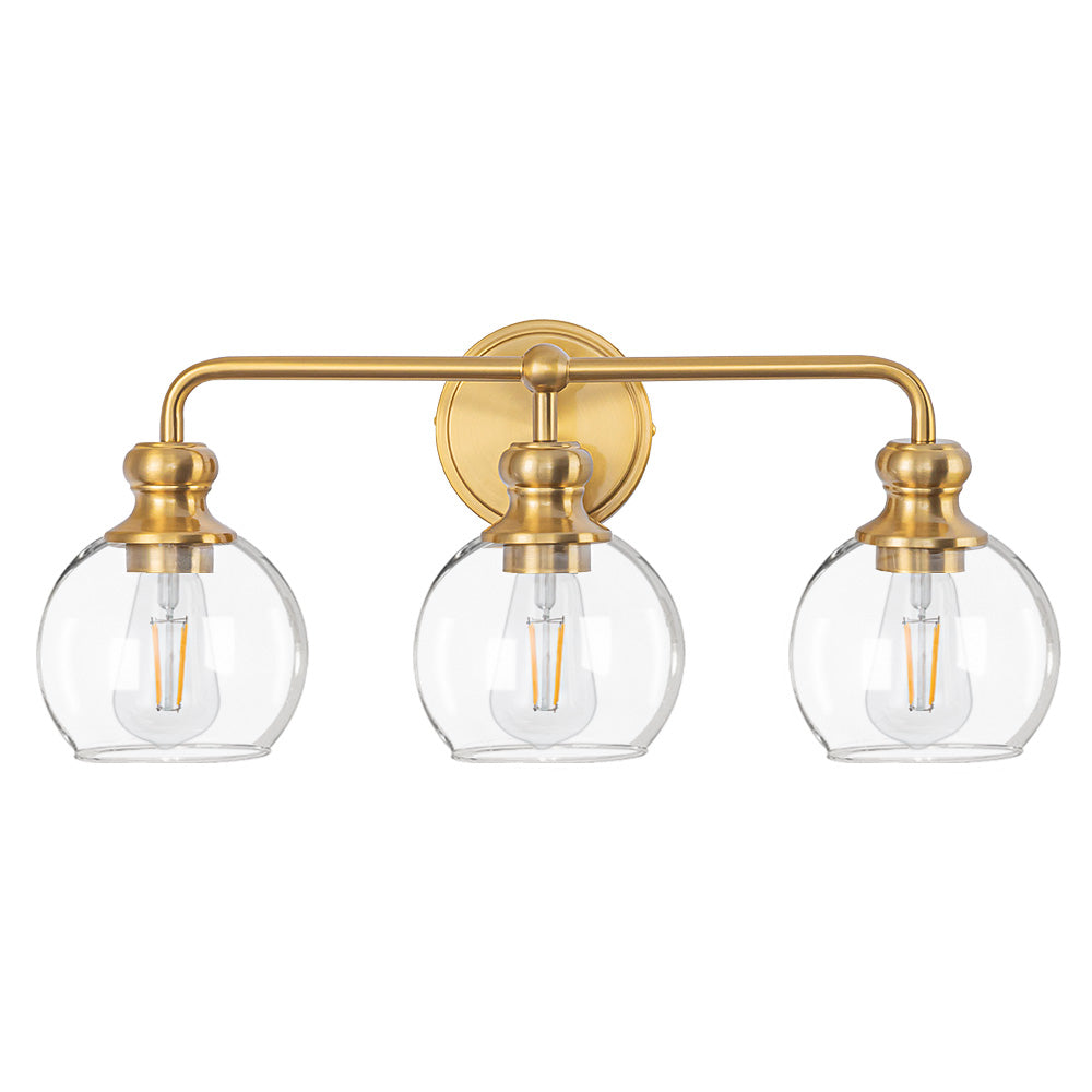 Irvine Gold Modern Clear Glass 3-Light Vanity Light