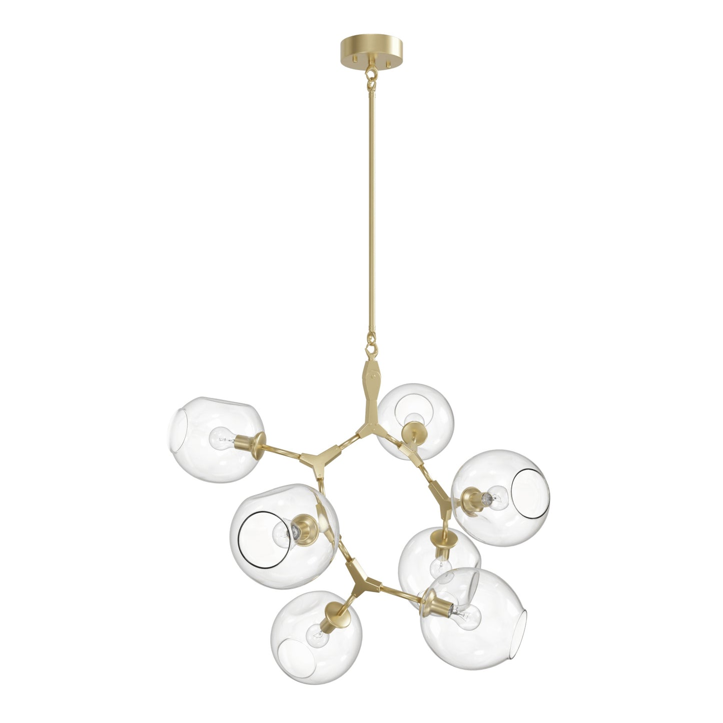 Fairfax Ave 7-Light Brushed Brass Hand-Blown Glass Chandelier
