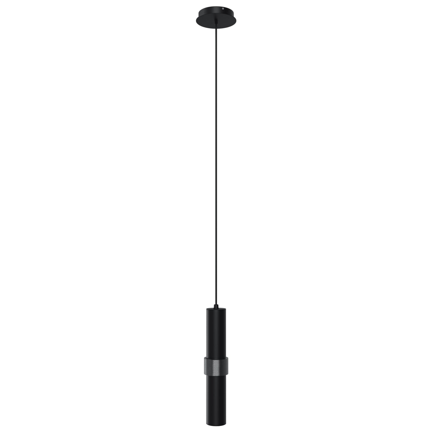 Cicada 1-Light Black With Knurled Black Pendant Light