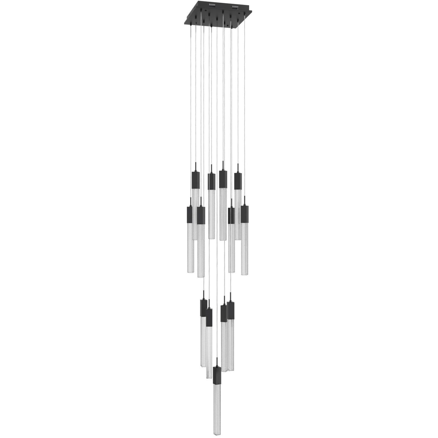 Boa 13-Light LED Matte Black Studded Glass Pendant Light