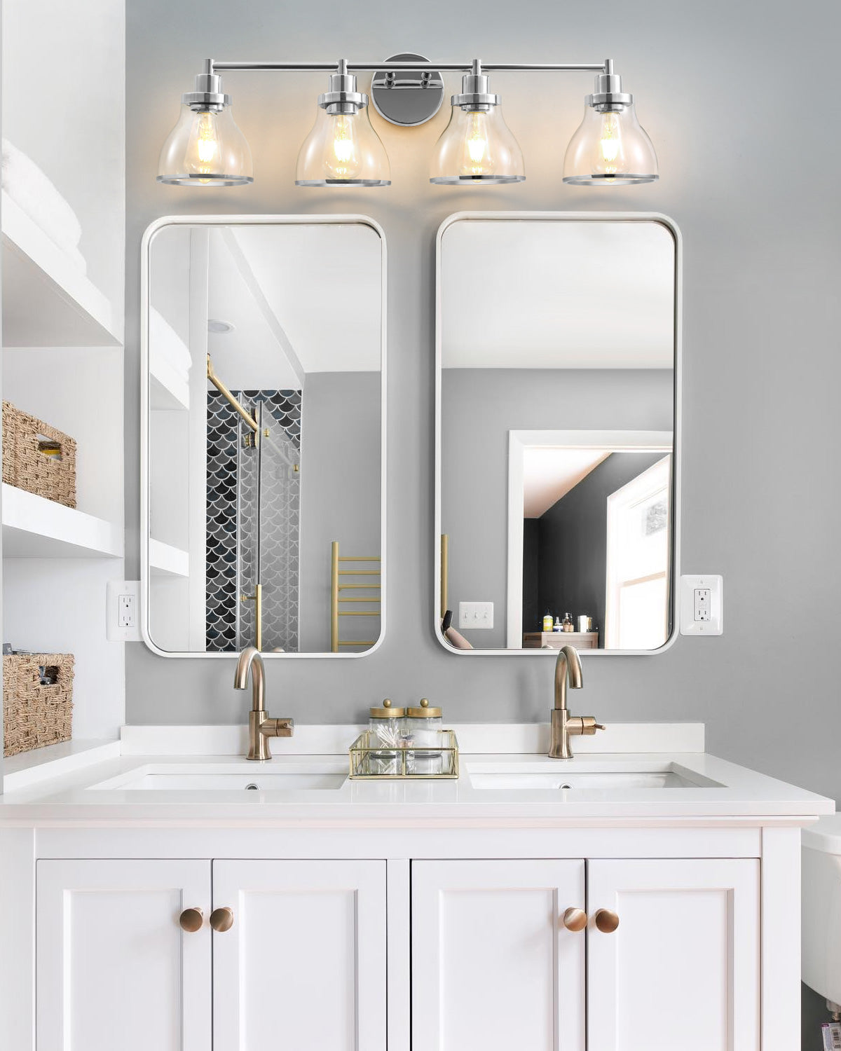 Hermosa Polished Nickel 4-Light Bathroom Vanity Light