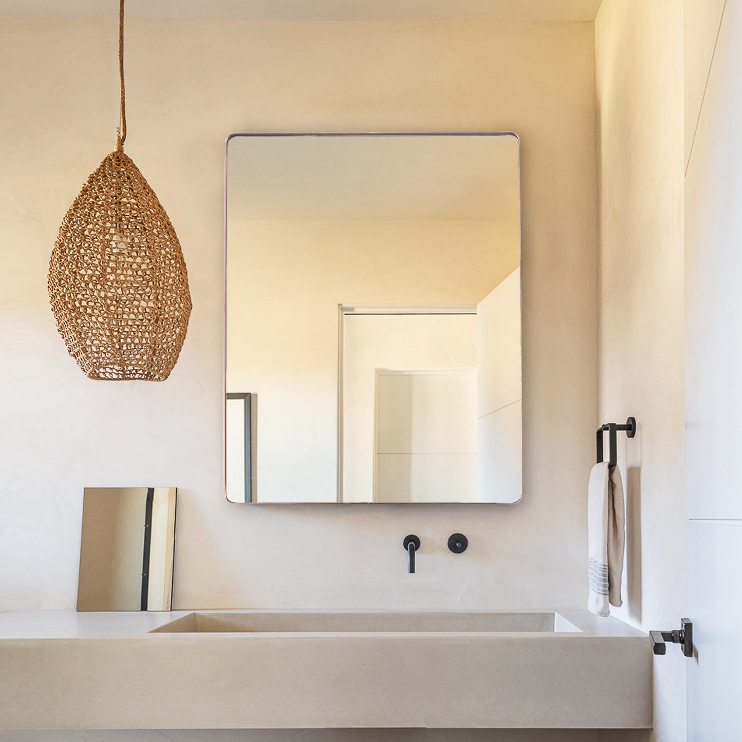 Golden Modern 23x30" Framed Wall Mirror