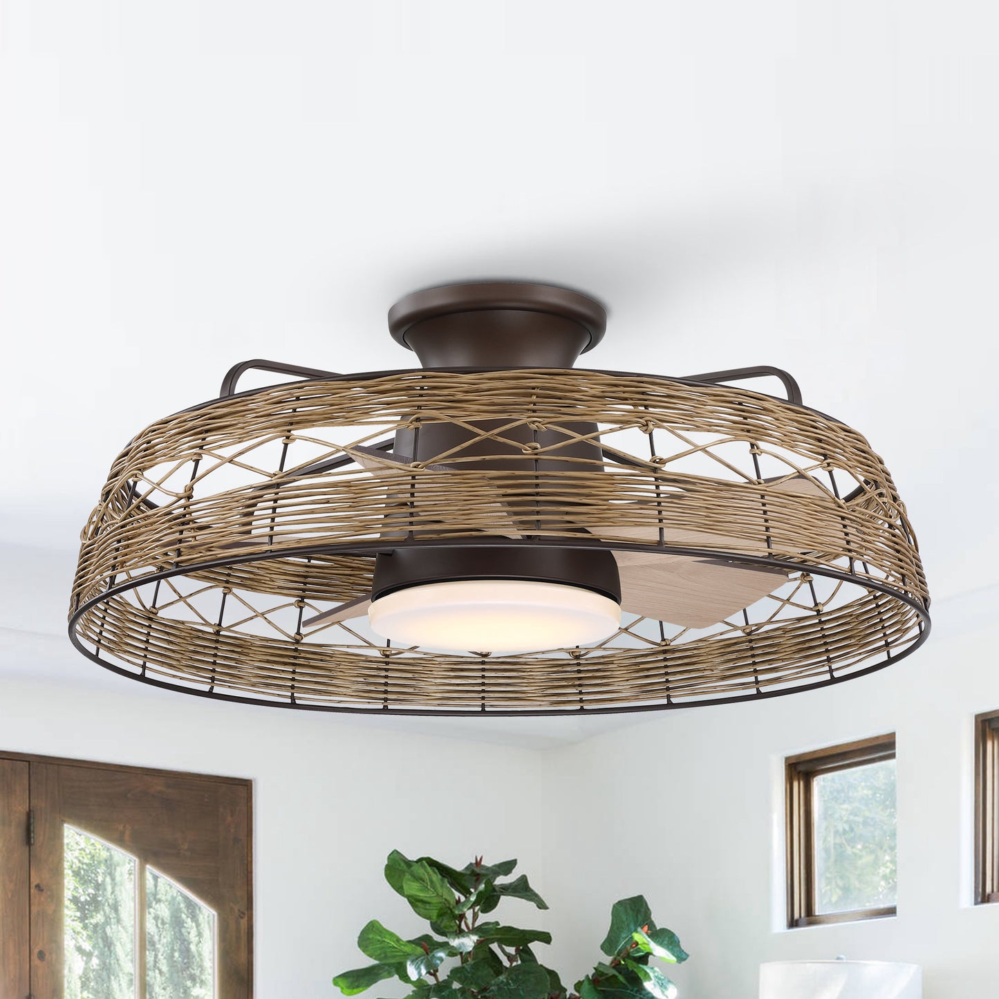 27" 5-Blade Rustic Farmhouse Ceiling Fan with Light