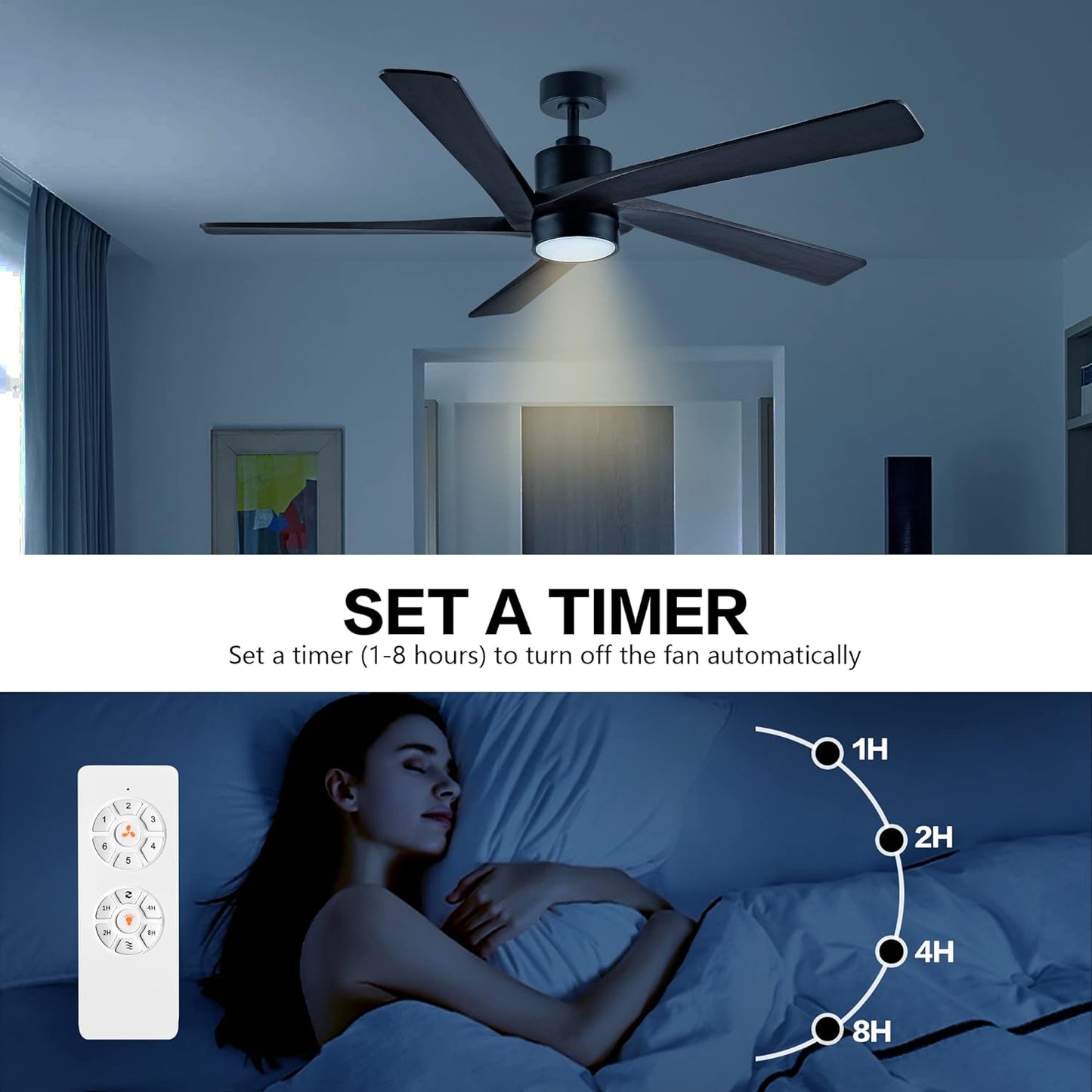 AeroBlade 64" 5-Blade 6-Speed Walnut & Black Ceiling Fan with Light