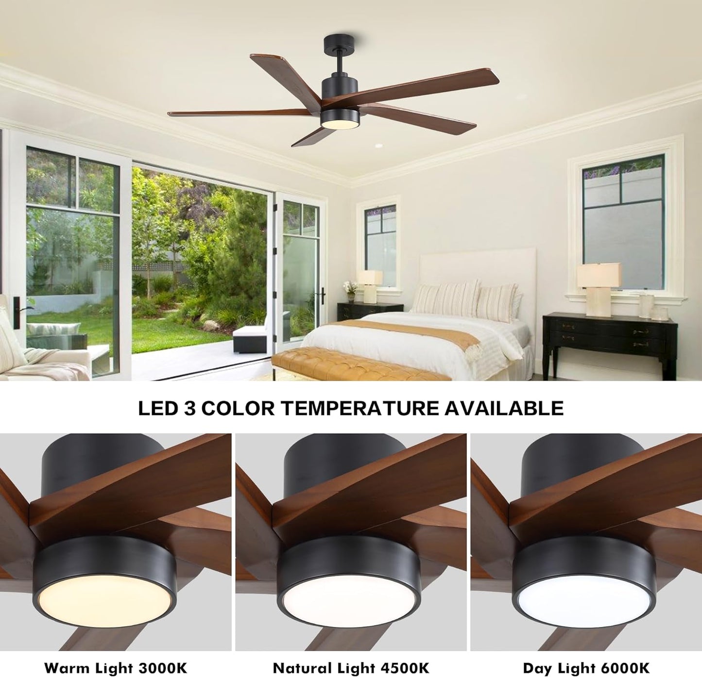 AeroBlade 72" 5-Blade 6-Speed Walnut & Black Ceiling Fan with Light