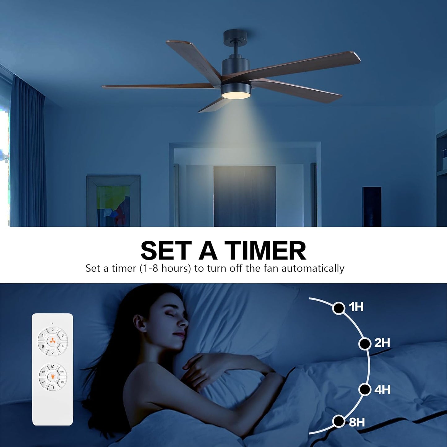 AeroBlade 72" 5-Blade 6-Speed Walnut & Black Ceiling Fan with Light