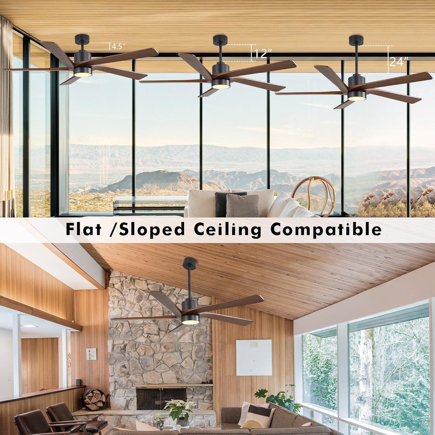 AeroBlade 72" 5-Blade 6-Speed Walnut & Black Ceiling Fan with Light